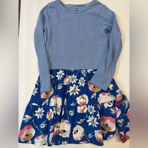 Tea Collection Blue Striped and Floral Kids Dress size 7